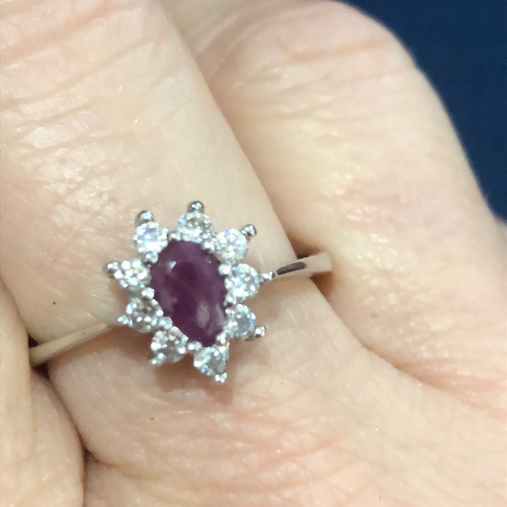Genuine Ruby Ring With Cz Sterling - image 2